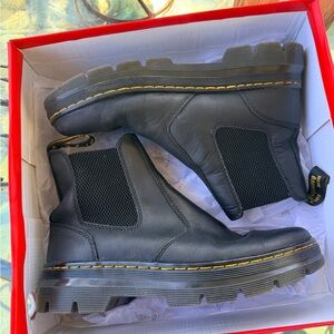 Dr. Martens Black Chelsea Boots with Yellow Stitching